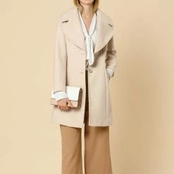 Allegra K Wide Lapel Single Breasted Coat Women