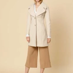 Allegra K Wide Lapel Single Breasted Coat Women