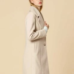 Allegra K Wide Lapel Single Breasted Coat Women