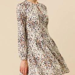 Allegra K Pleated Leopard Dress Women