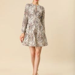 Allegra K Pleated Leopard Dress Women