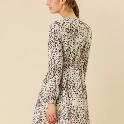 Allegra K Pleated Leopard Dress Women