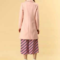 Allegra K Women's Casual Cute Turn Down Collar Slim Single Breasted Belted Coat