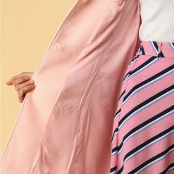 Allegra K Women's Casual Cute Turn Down Collar Slim Single Breasted Belted Coat