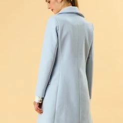 Allegra K Women's Casual Cute Turn Down Collar Slim Single Breasted Belted Coat