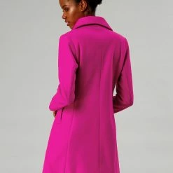 Allegra K Women's Casual Cute Turn Down Collar Slim Single Breasted Belted Coat