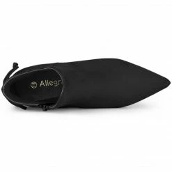 Allegra K Women's Pointed Toe Kitten Heel Ankle Booties Shoes