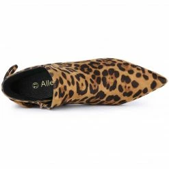 Allegra K Women's Pointed Toe Kitten Heel Ankle Booties Shoes
