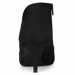 Allegra K Shoes Women's Pointed Toe Kitten Heel Cutout Ankle Boots