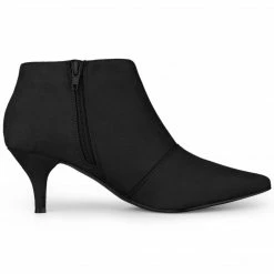 Allegra K Shoes Women's Pointed Toe Kitten Heel Cutout Ankle Boots