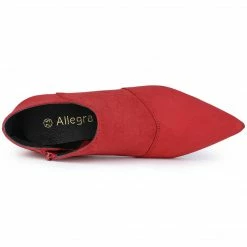 Allegra K Shoes Women's Pointed Toe Kitten Heel Cutout Ankle Boots
