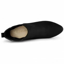 Allegra K Women's Round Toe Chunky High Heels Ankle Chelsea Boots Shoes