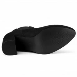 Allegra K Women's Round Toe Chunky High Heels Ankle Chelsea Boots Shoes