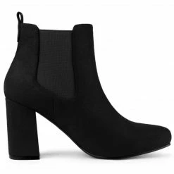 Allegra K Women's Round Toe Chunky High Heels Ankle Chelsea Boots Shoes