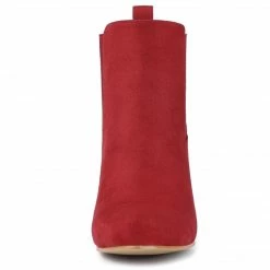 Allegra K Women's Round Toe Chunky High Heels Ankle Chelsea Boots Shoes