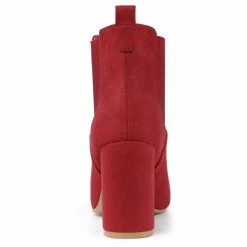 Allegra K Women's Round Toe Chunky High Heels Ankle Chelsea Boots Shoes