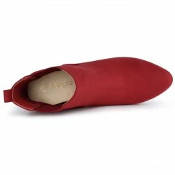 Allegra K Women's Round Toe Chunky High Heels Ankle Chelsea Boots Shoes