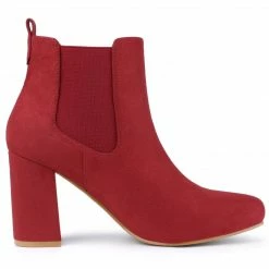 Allegra K Women's Round Toe Chunky High Heels Ankle Chelsea Boots Shoes