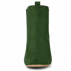 Allegra K Women's Round Toe Chunky High Heels Ankle Chelsea Boots Shoes