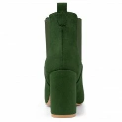 Allegra K Women's Round Toe Chunky High Heels Ankle Chelsea Boots Shoes