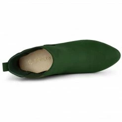 Allegra K Women's Round Toe Chunky High Heels Ankle Chelsea Boots Shoes