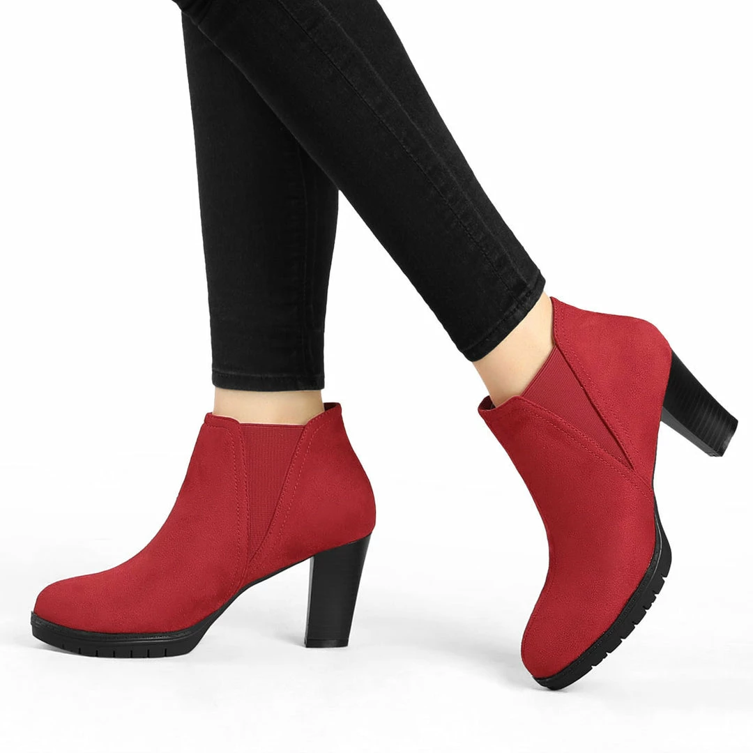 Allegra K Women's Round Toe Block Heels Chelsea Ankle Boots Shoes 12 Allegra K Women's Round Toe Block Heels Chelsea Ankle Boots Shoes