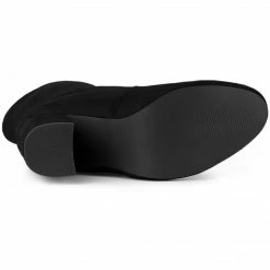 Allegra K Women's Rounded Toe Block Heel Foldable Ankle Boots Shoes