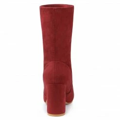 Allegra K Women's Rounded Toe Block Heel Foldable Ankle Boots Shoes