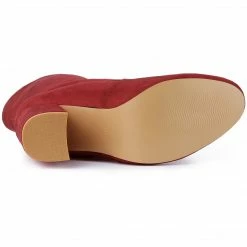 Allegra K Women's Rounded Toe Block Heel Foldable Ankle Boots Shoes