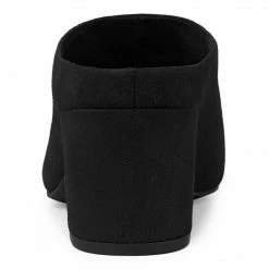 Allegra K Women's Pointed Toe Slip On Block Heel Slide Mules Shoes