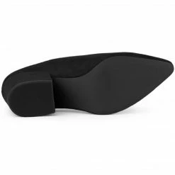 Allegra K Women's Pointed Toe Slip On Block Heel Slide Mules Shoes