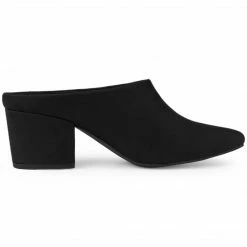 Allegra K Women's Pointed Toe Slip On Block Heel Slide Mules Shoes