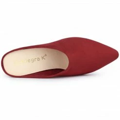 Allegra K Women's Pointed Toe Slip On Block Heel Slide Mules Shoes