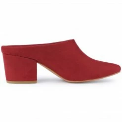 Allegra K Women's Pointed Toe Slip On Block Heel Slide Mules Shoes