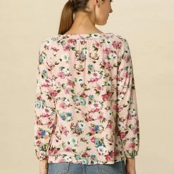Women Allegra K 3/4 Sleeve V Neck Floral Blouse 26 Women Allegra K 3/4 Sleeve V Neck Floral Blouse