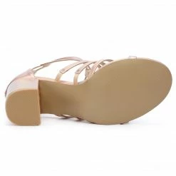 Allegra K Women's Cage Strappy Gladiators Chunky Heels Sandals