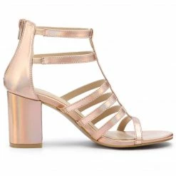 Allegra K Women's Cage Strappy Gladiators Chunky Heels Sandals