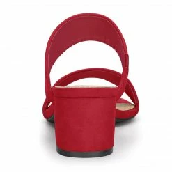 Allegra K Women's Block Heel Dual Straps Slide Sandals