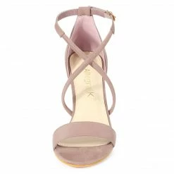 Allegra K Shoes Women's Crisscross Ankle Strap Block Heels Sandals