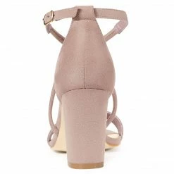 Allegra K Shoes Women's Crisscross Ankle Strap Block Heels Sandals