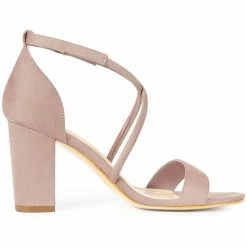 Allegra K Shoes Women's Crisscross Ankle Strap Block Heels Sandals