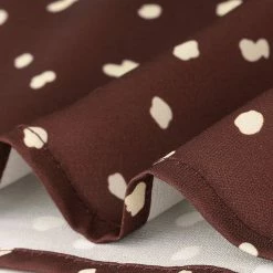 Women Allegra K Dots Print Button Long Sleeve Tie Neck Dress