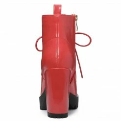 Allegra K Women's Round Toe Chunky Heel Lace Up Platform Boots