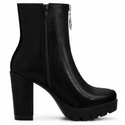 Allegra K Women's Platform Front Zip Chunky Heel Ankle Boots Shoes