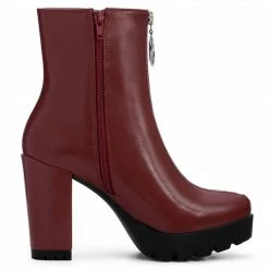 Allegra K Women's Platform Front Zip Chunky Heel Ankle Boots Shoes