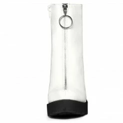 Allegra K Women's Platform Front Zip Chunky Heel Ankle Boots Shoes