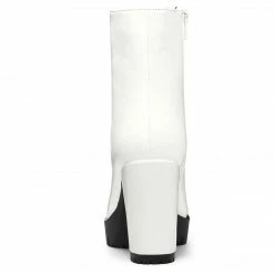 Allegra K Women's Platform Front Zip Chunky Heel Ankle Boots Shoes