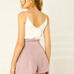 Allegra K Women’s Bow Tie High Waist Short Paper Bag Shorts 98 Allegra K Women’s Bow Tie High Waist Short Paper Bag Shorts