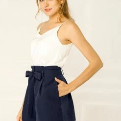Allegra K Women’s Bow Tie High Waist Short Paper Bag Shorts 91 Allegra K Women’s Bow Tie High Waist Short Paper Bag Shorts