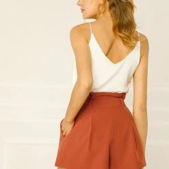 Allegra K Women’s Bow Tie High Waist Short Paper Bag Shorts 85 Allegra K Women’s Bow Tie High Waist Short Paper Bag Shorts